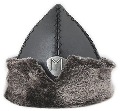 Yasir Herren Türkische Ottoman Bork Hut Ertugrul Dirilis Pelz Leder Wintermütze One Size Schwarz