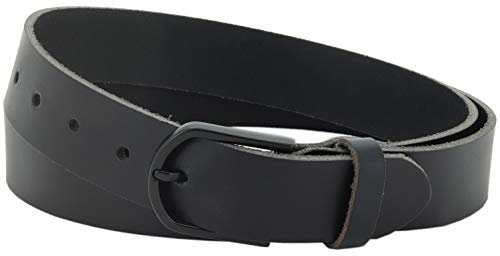 Vascavi ® Ledergürtel aus Rindleder, 3,5 cm breit und ca. 0,3 cm stark, echt Leder Gürtel, Made in Germany, kürzbar, für Damen und Herren #3,5-0022fr (95 cm Gesamtlänge 110 cm, Schwarz)
