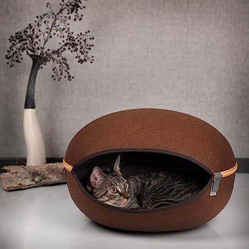 CanadianCat Company | Katzenhöhle, Katzennest - Uni-braun (Kaffebraun) - das Katzenbett mit Stil | ca. 52 x 45 x 33 cm