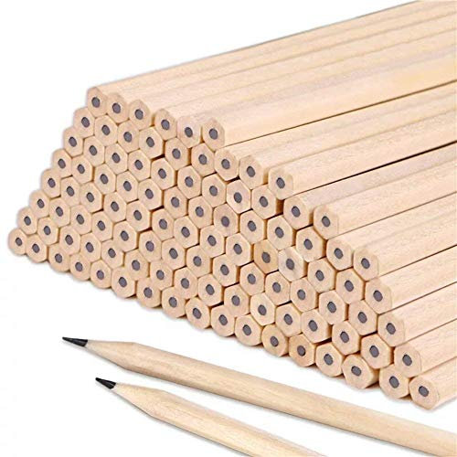 AOI HB-Bleistifte-Set, Naturgraphit, Holz, sechseckig, zum Zeichnen, Schreiben, Büro, Schulbedarf, 17,9 x 0,7 cm (50 Stück)