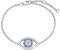FANCIME Nazar Auge Armband Blau Türkisches Böse Auge Nazar Boncuk Evil Eye Charm Bracelet aus 925 Sterling Silber für Damen Mädchen - Verstellbar Armkette 15 + 3 cm