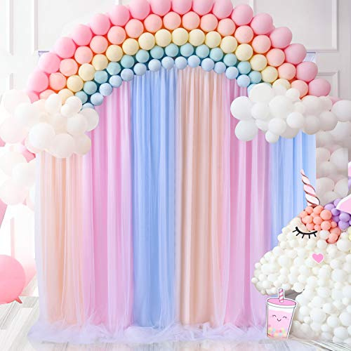 Besutolife Telón de Fondo de Unicornio y Tul arcoíris Pastel para niña, Fiesta de cumpleaños, Boda, Novia, revelación de género, Baby Showers, fotografía, 5 x 7 pies