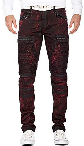 Cipo & Baxx Herren Jeans CD581-bans Bordeaux W32/L32