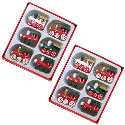 TOYANDONA 12 Stück Weihnachten Holz Gemalt Zug Set Weihnachten Hängenden Ornamente für Weihnachtsbaum Dekoration Kinder