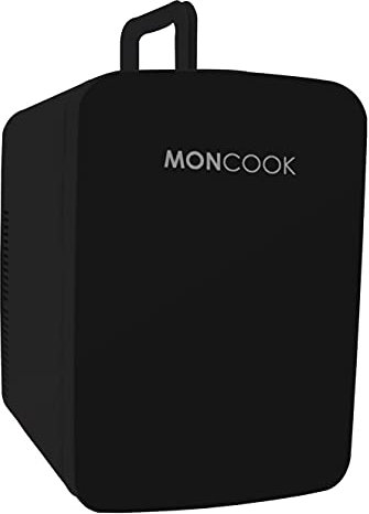 MONCOOK Mininevera Para Dormitorio - Pantalla Led - Minifrigorifico Con Puerta De Cristal Para Productos De Belleza, Alimentos Y Bebidas - Funcion De Enfriamiento Y Calentamiento - 15L Negro