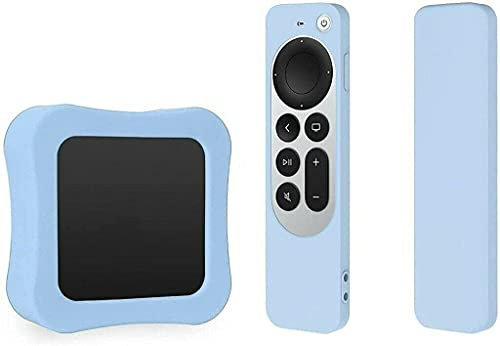 Silicone Case TV Box Case for 2021 Apple TV 4K 5Th 4Th Generation Shockproof,Soft Silicone Dustproof Full-Body Protector Cover for Apple TV 4K 6th Gen Siri Remote Controller and TV Box (Blue)