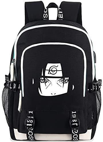 Roffatide Anime Naruto Uchiha Itachi Luminous Laptop Rucksack mit USB Ladeanschluss für Kopfhörer Port