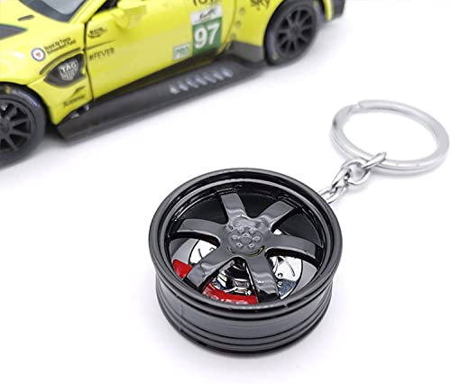 Porte clef voiture,Porte-clés roue de voiture,TE37 disque de frein voiture roue modifiée porte-clés roue en métal porte-clés