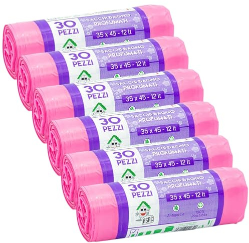 EFFENNE group - 180 Sacs poubelles parfumés transparents 35x45 cm pour la collecte des déchets à l'intérieur - Sacs plastiques pour la poubelle de la salle de bain ou de la cuisine.