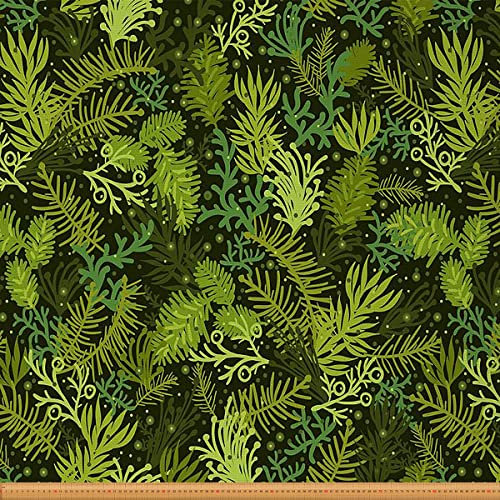 Blattstoff Meterware Weihnachtsbaum Polsterstoff Koniferen Tannen Kiefernblätter Retro Baum Dekorativer Stoff Polster und Akzente Grün 92 x 150 (HxB)