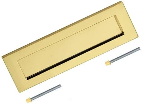 TERF® 250mm X 100mm Traditional Type Victorian Letter Plate Polished Brass 250mm X 100mm (10'' X 4'') Letter Postal Box Cover Plate Including Fixing Screw