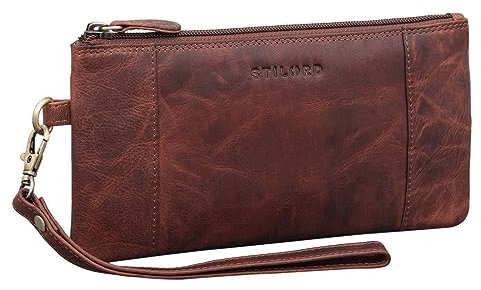STILORD 'Grecia' Clutch Leder Vintage Damen Klein Abnehmbare Handschlaufe und RFID Schutz Echtleder Partytasche Geldbeutel Damen Groß, Farbe:kara - cognac