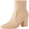 Amazon Essentials Stivali aderenti elasticizzati con tacco Donna, Beige Finta Pelle, 36 EU