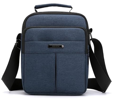 Pawleso Umhängetasche Herren, Schultertasche Herren, 23cm Wasserdichte Männer Handtasche Multi Tasche Arbeit Taschen für Outdoor, Reisen, Arbeiten, Täglicher Gebrauch (Blau)