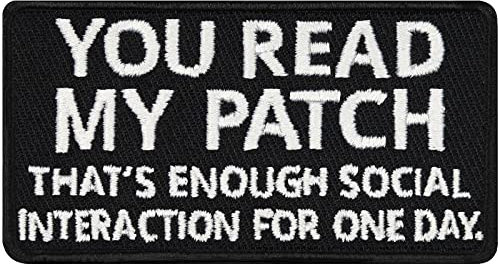 Aufnäher Patch You read my patch - That's enough social interaction for one day Lustiger Sticker zum aufbügeln | Jeans Flicken Bügelbilder für alle Stoffe | fabric applique 75x40mm