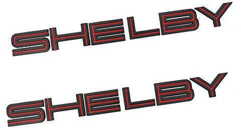 2 Stück Shelby Emblem 3D Auto Abzeichen Aufkleber Buchstaben Namensschild Ersatz für Shelby Car Styling (Schwarz Rot)