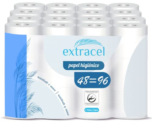 Papier Toilette Super Doux Double Épaisseur 48 Rouleaux | Papier WC Haute Qualité Papier Hygiénique Extra Résistant