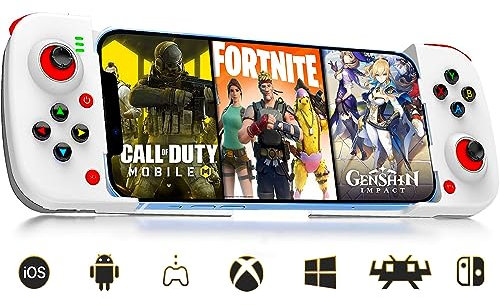 MAJESTECH (White iPhone/Android Game Controller (NEW 2025) Play COD, Fortnite, Minecraft, Emulator, Xbox, Playstation! Mobile Phone Controller for Gaming, Bluetooth Controller Gamepad iPhone Samsung