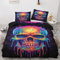 Bettwäsche 155x220cm Farbe Totenkopf Bettbezug Set 3 Teilig Farbgekritzel Schmelzender Schädel Einzelbett Bettbezug Weiche Microfaser Wendebettwäsche Mit Reißverschluss und 2 Kissenbezug 80x80cm
