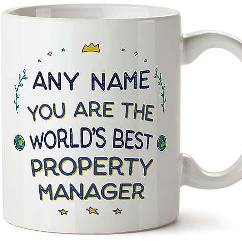 MUGFFINS Personalised Mug for Property Manager - in English - World's Best - Funny Custom Gift for Colleagues - Ceramic 11oz Mug
