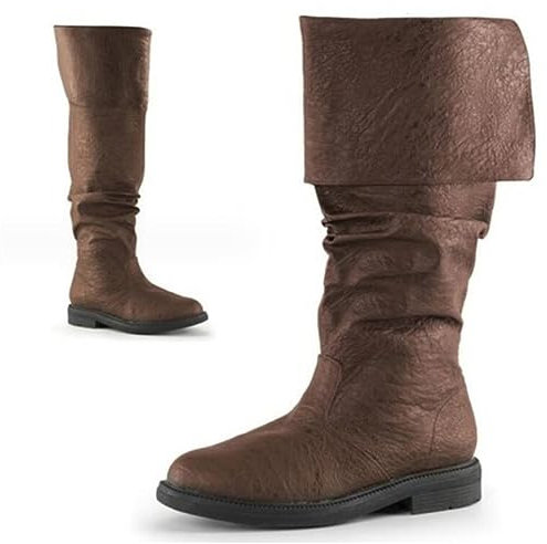 SIULAS Lange Western Knie PU Leder Ritter Stiefel Renaissance Mittelalter Cosplay