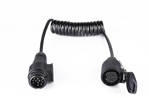 XUEYI 1,6M Cavo Prolunga Rimorchio 8 Poli, con Spina e Presa 13 Poli, 12V Prolunga Cavo per Rimorchio 8 Poli, Cavo Prolunga Spirale Rimorchio 8 Poli, per Caravan Camion RV