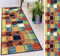Ufamiluk Teppich Flur Meterware Waschbare rutschfest Geometrische Muster Bad Teppich für Küche Vorzimmer Eingangsbereich Schlafzimmer 90x180cm Grün Rot Blau Beige ColorC