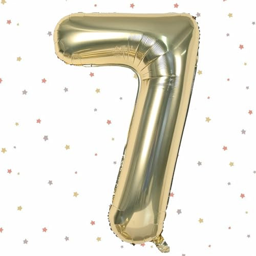 Geburtstag Folienballon Zahl 7, 40 Zoll Champagner Gold Luftballons 7, Weißgold Folienballon 7, Helium Weißgold Ballon Zahl 7, Luftballon 7 Geburtstag für Hochzeit Jubiläum Fest Party Dekoration