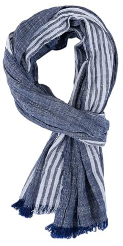 REHJJDFD Gestreifter Herren-Schal aus Baumwoll-Leinen, warmer Quastenschal, B9032, One size