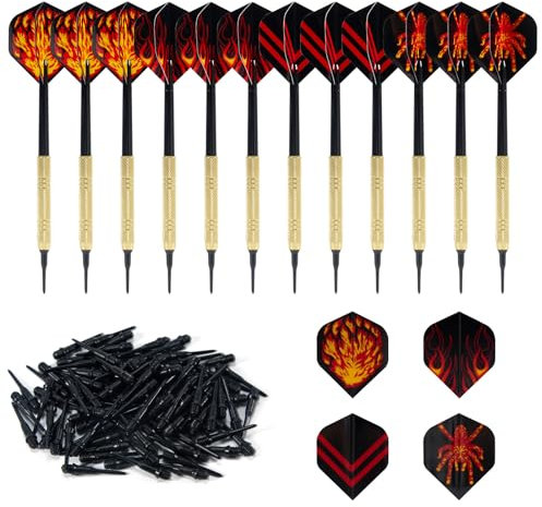 Cheerhom 12pcs Flechette Pointe Plastique Jeu de Fléchettes à Pointe Souple+100pcs Embouts Remplacement Sécurité Fléchettes Sûre et Durable Set pour Cible de Flechette Electronique