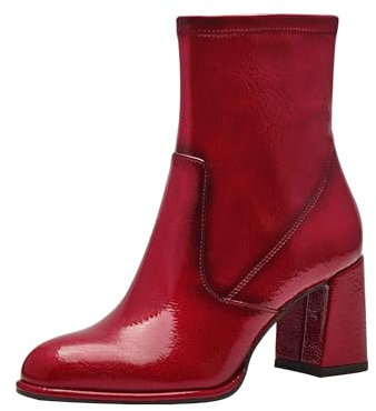 Tamaris Damen Absatzstiefelette Blockabsatz Vegan; RED PATENT, EU 42