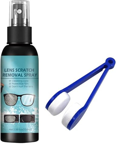 KOAHDE Líquido de Reparación de Cristales para Lentes,Spray de Reparación de Gafas,Líquido Limpiador de Lentes,Spray Limpiador de Lentes Gafas,Spray Reparador de Lentes,con Borrador de Gafas