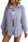 MINTLIMIT Women's Striped Button Down Shirts Long Sleeve Casual Blouses Shirt with Pocket 2024, Blue