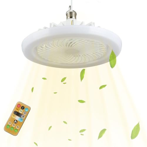 Ventilador de techo moderno sin aspas con luz, ventiladores de techo eléctricos con luces y control remoto, ventilador eléctrico oculto con control inteligente remoto for dormitorio, habitación de niñ