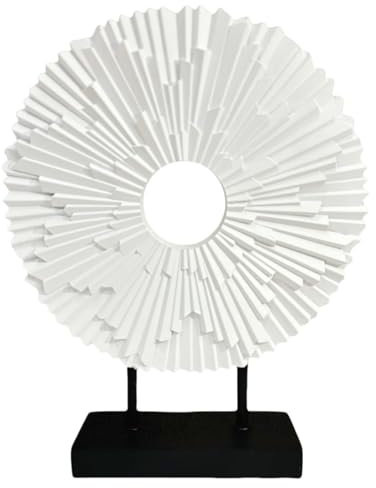 HODESumPure Goldene luxuriöse, runde dekorative Skulptur, Statue über dem Schrank, Heimdekorationen für Wohnzimmer, Küche, Kamin, Kamin, Büro, Bücherregal, Tischplatte, Heimdekoration, Akzente (Weiß,
