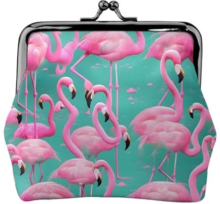Joli petit portefeuille pour femme, motif flamants roses, porte-monnaie pour femme, petit portefeuille pour femme, avec fermeture éclair et verrou, noir, One Size, Art déco