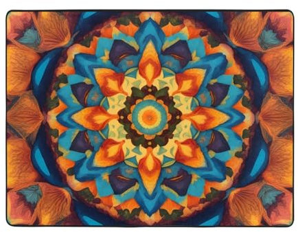 WHJWZY Carpet 160 x 121,9 cm – Flanell-Teppich für Wohnzimmer, Büro und mehr, Kaleidoskop-Mandala-Bild