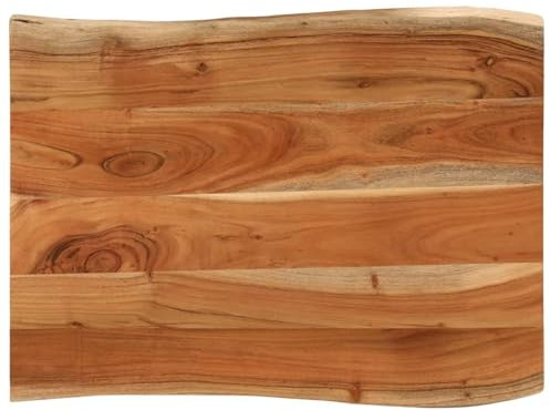 Buzaza Tischplatte 80x60x3,8 cm Tabletop Holzlatten Schreibtischplatte Massivholzplatte Tischplatte Rechteckig Massivholz Akazie Baumkante
