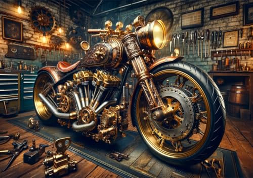 CALVENDO Poster 59,4 x 42,0 cm Querformat Steampunk Voyager: Ein Custom-Bike im Steampunk-Design - Ein Motiv aus dem Kalender Custom Dreams - Showbike Wonders| Bilder, Kunstdruck, Wandbild, Wanddeko,