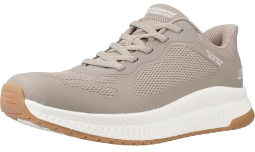 Skechers Damen Bobs Squad 4 Staple Look Slip-InTurnschuhe, Taupe Mesh, 35 EU