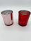 Glas Windlicht Set mit Herz Dekor, 2 er Set, rosa und rot, für Geschenk Dekoration Weihnachten