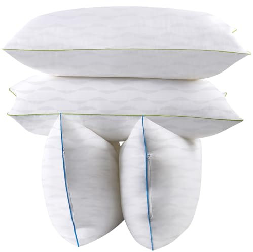 HKYLRAN Bedding KopfKissen (4er Set), 40 x 80 cm Schlafkissen, Atmungsaktiv et Weich Kissen