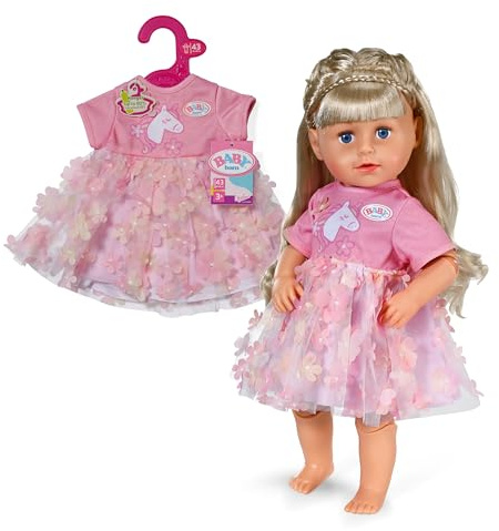 BABY born Blumenkleid für 43 cm Puppen mit Einhornmotiv | Einhornmotiv, Blumendetails, passend für 43 cm Puppen