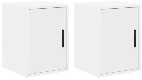 vidaXL Pensili per Garage 2 pz Bianco in Legno Multistrato, armadietto, Armadio a Muro per Garage, Armadio a Muro con Porte, Armadio per Garage