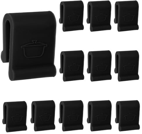 12 St Deckelschutzklammern für Dutch Oven, Verdickt Kochgeschirrschutz Stoßstangenschutzklammern Ersatz-Pfannenklammern zur Präsentation und Aufbewahrung von Dutch Oven-Töpfen (Schwarz)