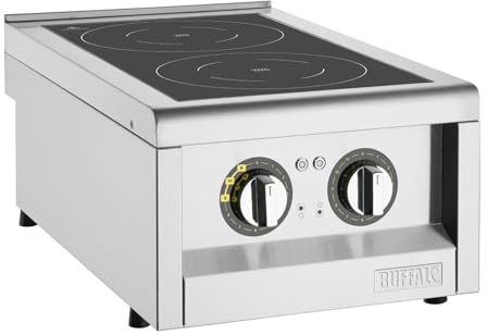 Buffalo 600 Series Double Zone Countertop Induction Hob, 3kW | Delivers rapid, even heat distribution across multiple versatile vessels built for heavy-duty daily cooking.