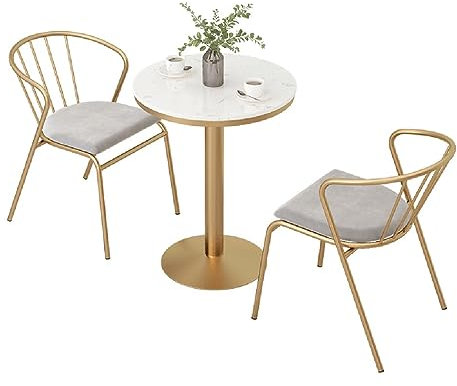 IUBGFTO Tische und Stühle für den Außenbereich, Bistrotisch-Set aus Marmor, Terrassentisch mit 2 Stühlen, Möbel, ESS- und Unterhaltungsset für den Balkon, Hof, Pool