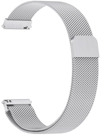 Mugust Armband für Garmin Venu 3S/Venu 2S/Vivoactive 4S/Vivomove 3S/Forerunner 265S Armband, 18mm Edelstahl Mesh Metall Ersatzarmband für Fossil Damen Q Venture HR 4 (Silber)