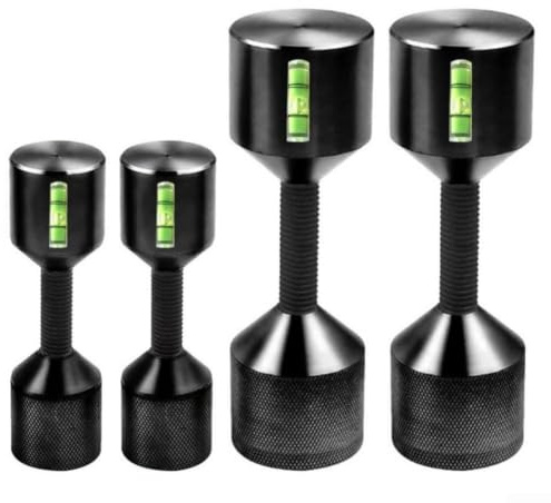 Juego de pasadores de posicionamiento de dos agujeros de brida de aluminio con nivel integrado para alineación de tuberías de 1-1/8 pulgadas degradado de agujero rojo negro (negro, 4 piezas)
