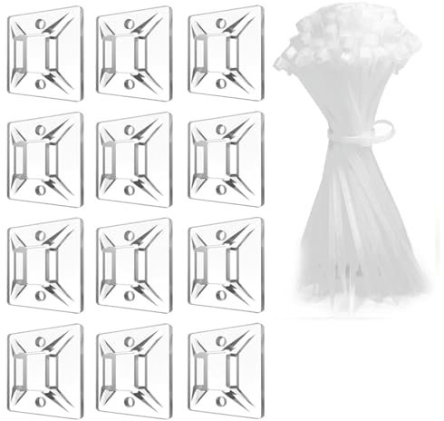 SZFUDIGO klebesockel für kabelbinder(100PCS),selbstklebend klebepads halter ， wiederverwendbare kabelbinder100 Stück 150mm（weiß）
